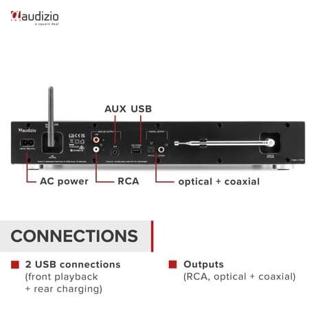 Audizio Adria DAB-tuner - DAB-radio och internetradio med Bluetooth och Spotify Connect - Svart