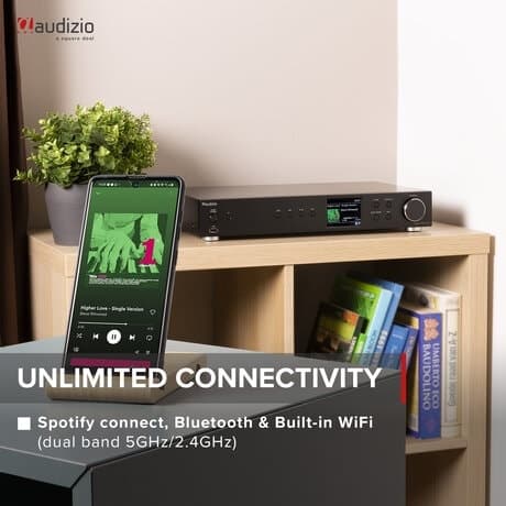 Audizio Adria DAB-tuner - DAB-radio och internetradio med Bluetooth och Spotify Connect - Svart