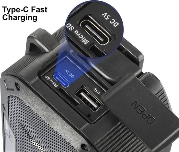 Renkforce RF-CR-300 Udendørs radio VHF (FM), Medium wave Emergency radio, Bluetooth, SD Genopladelig, Solpanel, Håndsving, Lør