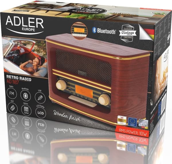 Adler AD 1187 - Retro radio - med Bluetooth 5.0