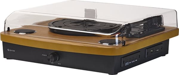 Denver Record Player Dual Bluetooth - Inbyggda högtalare - USB - Retro - Trä - VPL230LW