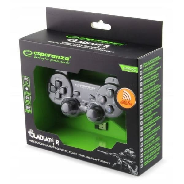 Trådlös Spelkontroll Esperanza Gladiator GX600 USB 2.0 Vit Svart PC PlayStation 3