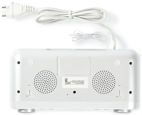 NEDIS kuchyňské rádio/ FM/ síťové napájení/ digitální/ 1,5 W/ budík/ výstup pro sluchátka/ bílo-stříbrné