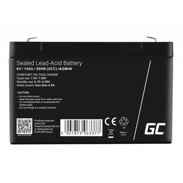 Batteri till System för Avbrottsfri Strömförsörjning UPS Green Cell AGM40 14000 mAh 6 V