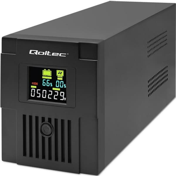 System til Uafbrydelig Strømforsyning Interaktivt UPS Qoltec 53770 900 W Sort