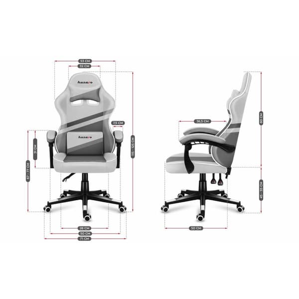 Spelstol Huzaro HZ-Force 4.4 White Mesh Vit