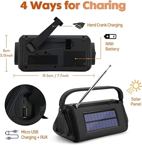 Stærk Solar/Dynamo nødradio med lommelygte 4000mAh Power Bank (EPR1500)