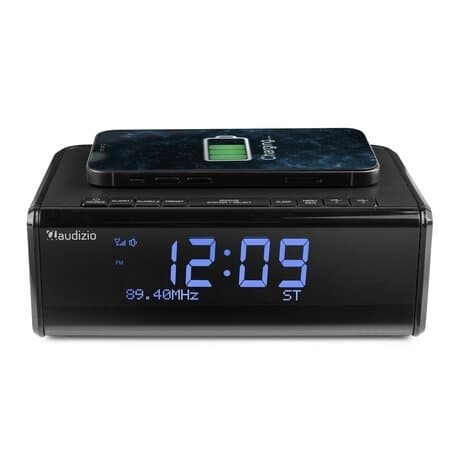 Audizio Cuneo klockradio DAB+ - Bluetooth väckarklocka med trådlös laddare - Qi laddare