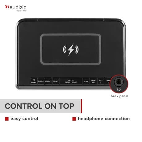 Audizio Cuneo klockradio DAB+ - Bluetooth väckarklocka med trådlös laddare - Qi laddare