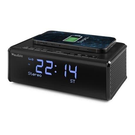 Audizio Cuneo klockradio DAB+ - Bluetooth väckarklocka med trådlös laddare - Qi laddare