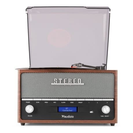 Audizio Frisco - Retro skivspelare med inbyggd DAB+ radio - USB - brun