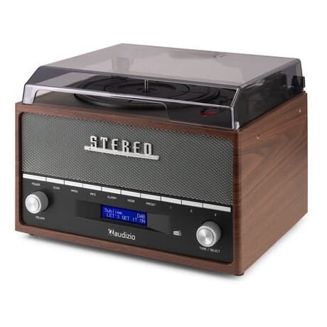 Audizio Frisco - Retro skivspelare med inbyggd DAB+ radio - USB - brun