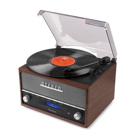 Audizio Frisco - Retro skivspelare med inbyggd DAB+ radio - USB - brun