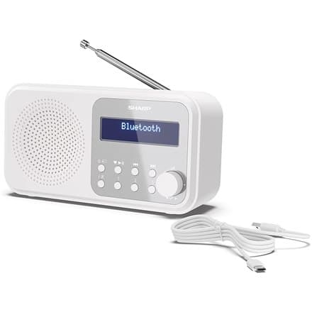 Sharp DR-P420(WH) Tokyo bærbar digitalradio, FM/DAB/DAB+, Bluetooth 5.0, USB eller batteridrevet, Snehvid Sharp | Hvid |