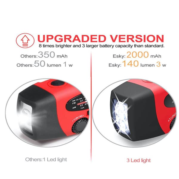 Smart Vevradio (Nödradio) Solcell Ficklampa Powerbank