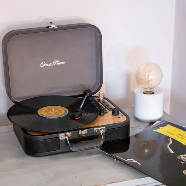 Classic Phono Retro skivspelare - Vinylfodral med Bluetooth - Autostopp - TT-116BK - Svart