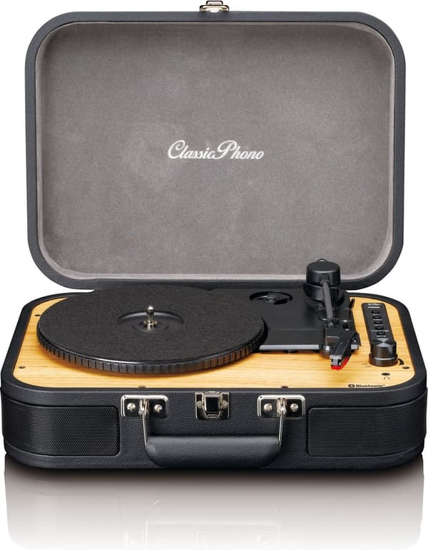 Classic Phono Retro skivspelare - Vinylfodral med Bluetooth - Autostopp - TT-116BK - Svart