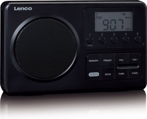 LENCO MPR-035BK - Kompakt bærbar FM-radio med LCD-skærm - Sort