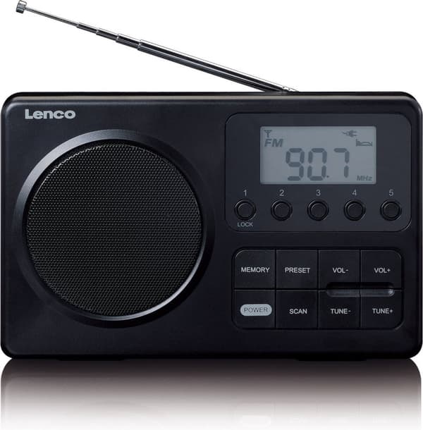 LENCO MPR-035BK - Kompakt bærbar FM-radio med LCD-skærm - Sort