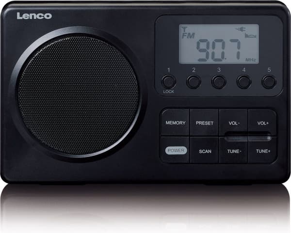 LENCO MPR-035BK - Kompakt bærbar FM-radio med LCD-skærm - Sort