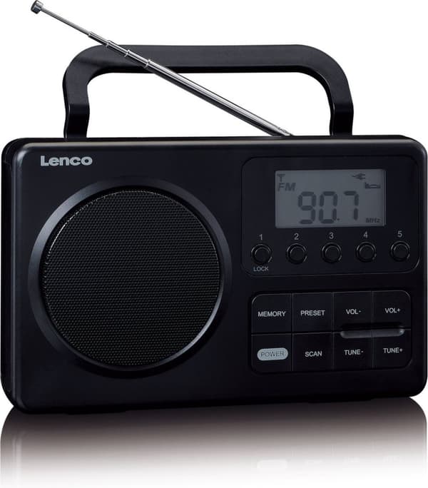 LENCO MPR-035BK - Kompakt bærbar FM-radio med LCD-skærm - Sort