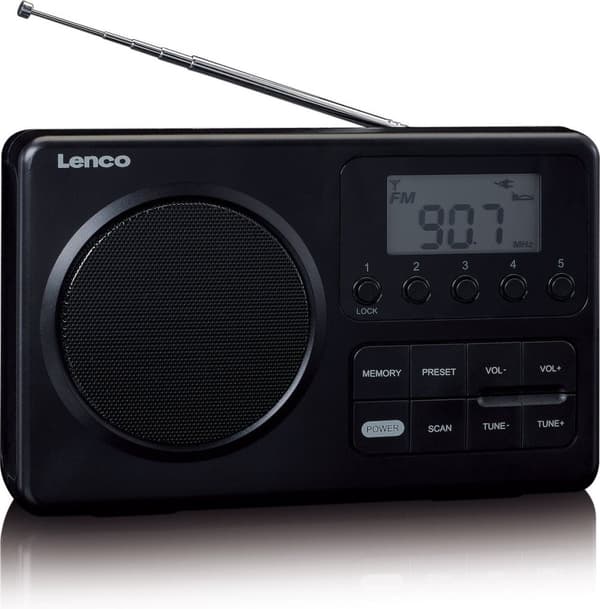 LENCO MPR-035BK - Kompakt bærbar FM-radio med LCD-skærm - Sort