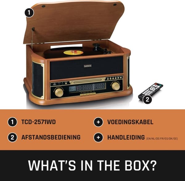 Lenco TCD-2551WD Pladespiller lydpladeafspiller med bæltedrev Wood Automatic (TCD-2551)