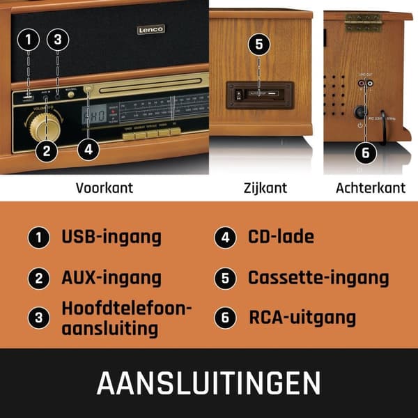 Lenco TCD-2551WD Pladespiller lydpladeafspiller med bæltedrev Wood Automatic (TCD-2551)