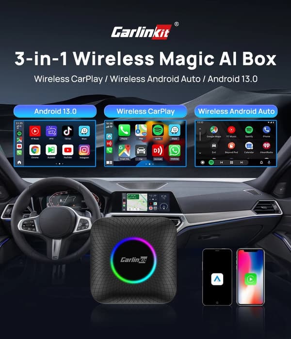 INF Trådlös CarPlay & Android Auto-adapter för bilar med kabelansluten CarPlay