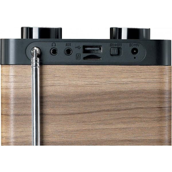 Lenco PDR-060 kannettava FM-radio Bluetoothilla, pähkinä