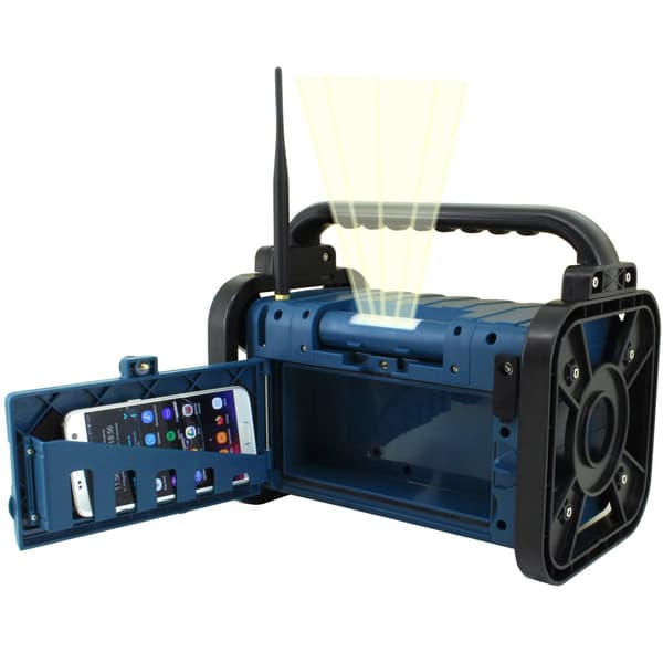 DAB85BL Stereo DAB+/FM-konstruksjon/hageradio med Bluetooth®, LED-belysning og Li-Ion batteri