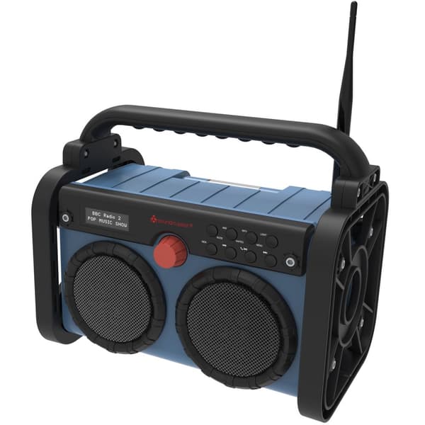 DAB85BL Stereo DAB+/FM-konstruksjon/hageradio med Bluetooth®, LED-belysning og Li-Ion batteri
