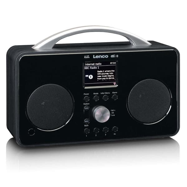 Lenco Internet DAB+/FM -radio, jossa on Bluetooth-kaukosäädin ja ladattava akku