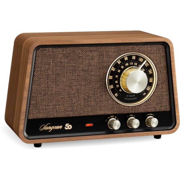 Sangean WR-101 pöytäradio, Bluetooth, vintage pähkinäpuu