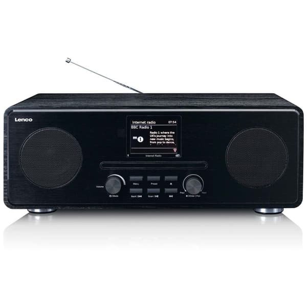 Lenco Internet / DAB+ / FM-radio CD-soittimella ja Bluetooth®:llä Musta