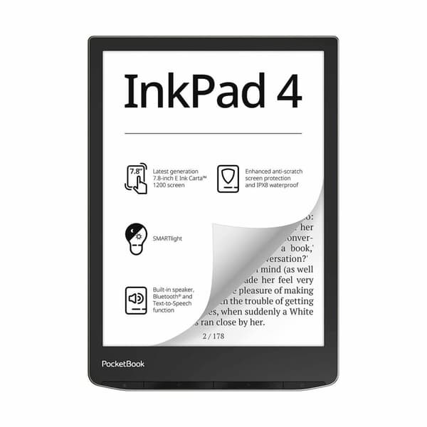 E-lukulaite PocketBook InkPad 4 32 GB 7,8" musta, Hopea