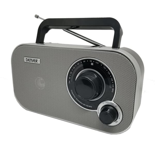 Denver Analog FM-radio – Grå och svart