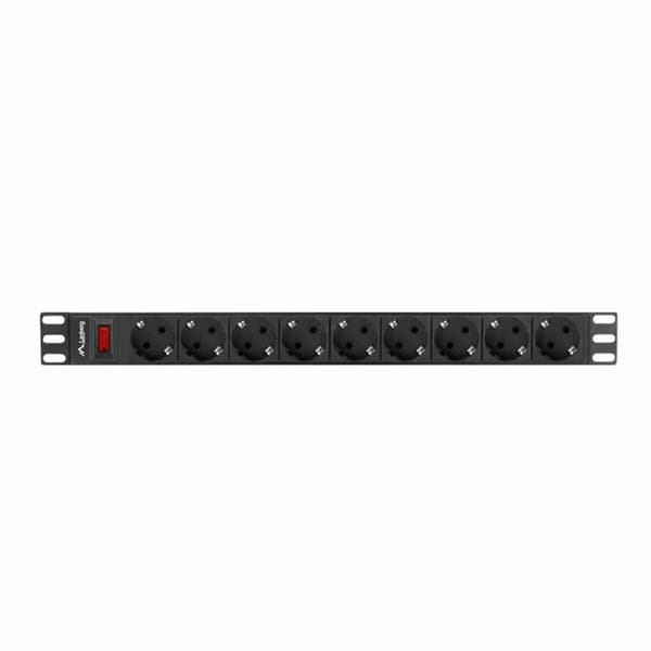 Förgreningslist 9 Tomas med Brytare Lanberg PDU-09F-0300-BK 220-250 V 16 A 4000 W Svart, Grå