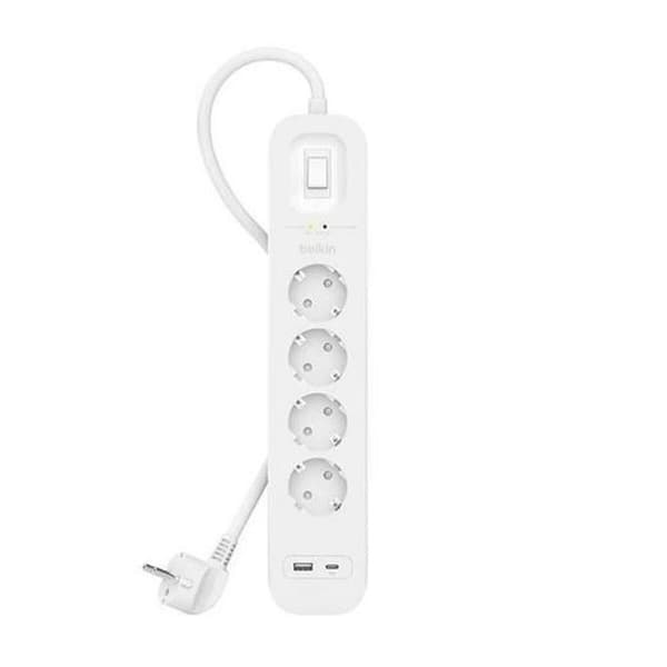 Skjøteledning med 4 uttak med bryter Belkin SRB001VF2M Hvit (2 m)