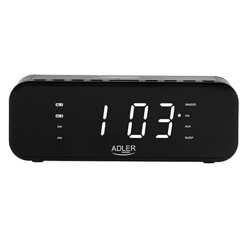 AD 1192 sort Radiovækkeur med trådløs oplader og FM