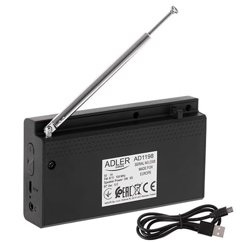 AD 1198 kannettava radio - LCD - FM - Bluetooth - Kello