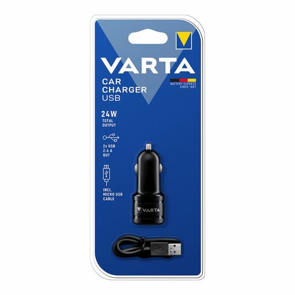 Biloplader Varta -57931 USB 2.0 x 2 Sort