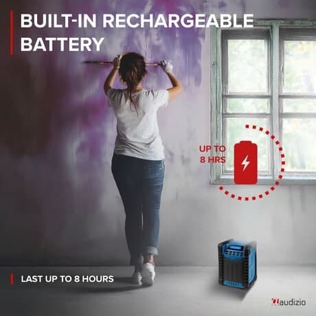 Audizio Jobsite på batteri - Bygg- och Arbetsradio med Bluetooth och antenn - DAB+ och FM - IP54