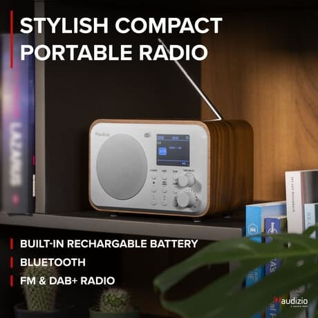 Audizio Milan bärbar DAB-radio med Bluetooth, FM-radio och batteri - Silver