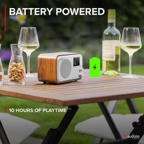 Audizio Milan bärbar DAB-radio med Bluetooth, FM-radio och batteri - Silver