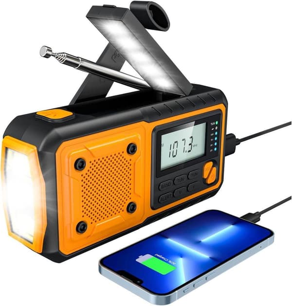 Nödradio med 4000mAh Powerbank - Solpanel & Handvev