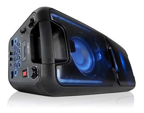 Reflex PS08BT DJ karaoke PA system, mobil med batteri og lyseffekter (Bluetooth, USB, AUX, mikrofon, 480 watt), sort