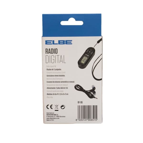 Kannettava digitaalinen radio ELBE RF96 Musta FM