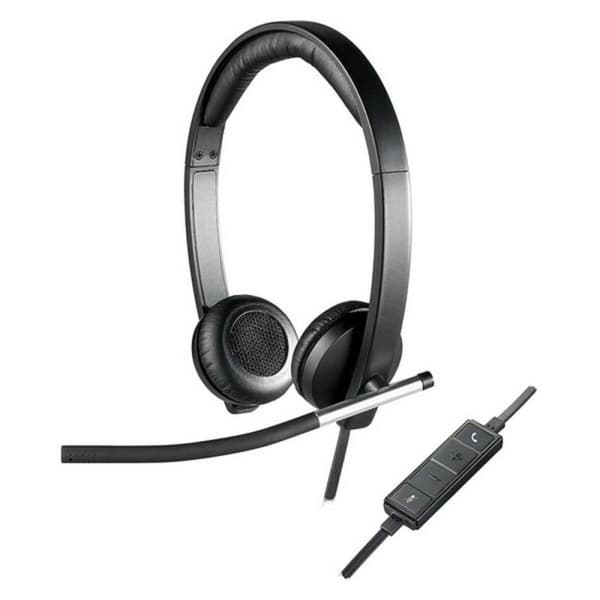 Kuulokkeet mikrofonilla Logitech 981-000519 USB 2.0 Musta Hopeinen