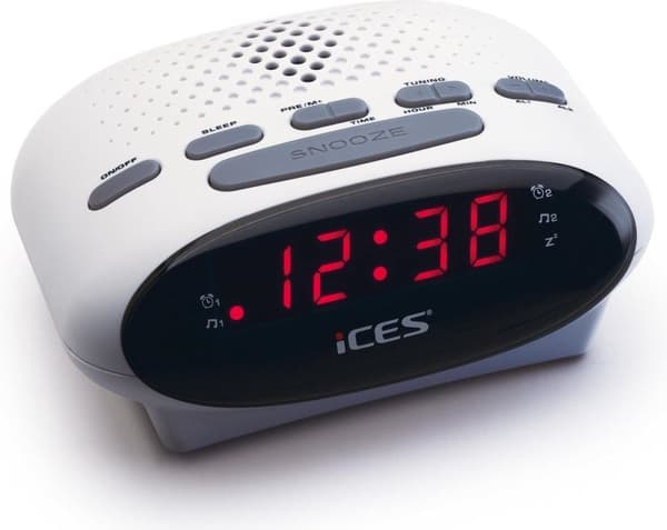Ices ICR-210 White - Klockradio - Radio - Sleeptimer - FM-tuner